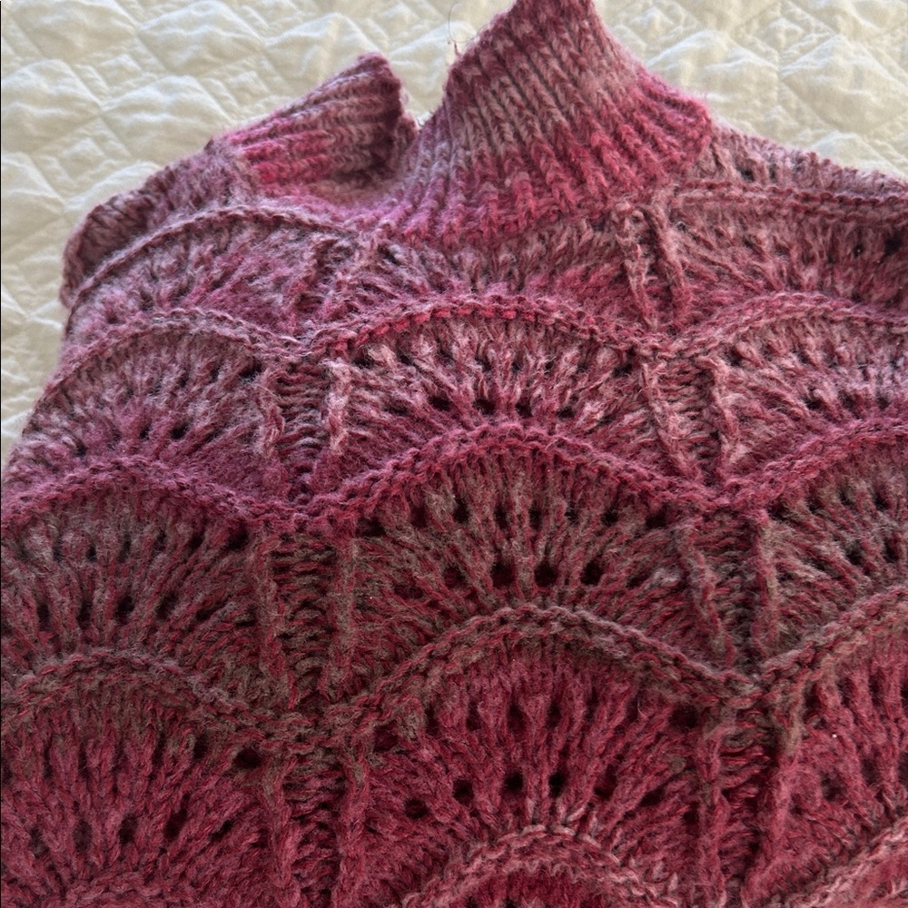 LOFT Pink and Gray Cowl Neck Sweater